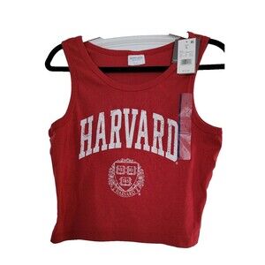 NWT Harvard University Graphic Women's Cropped Tank Top Red Size L